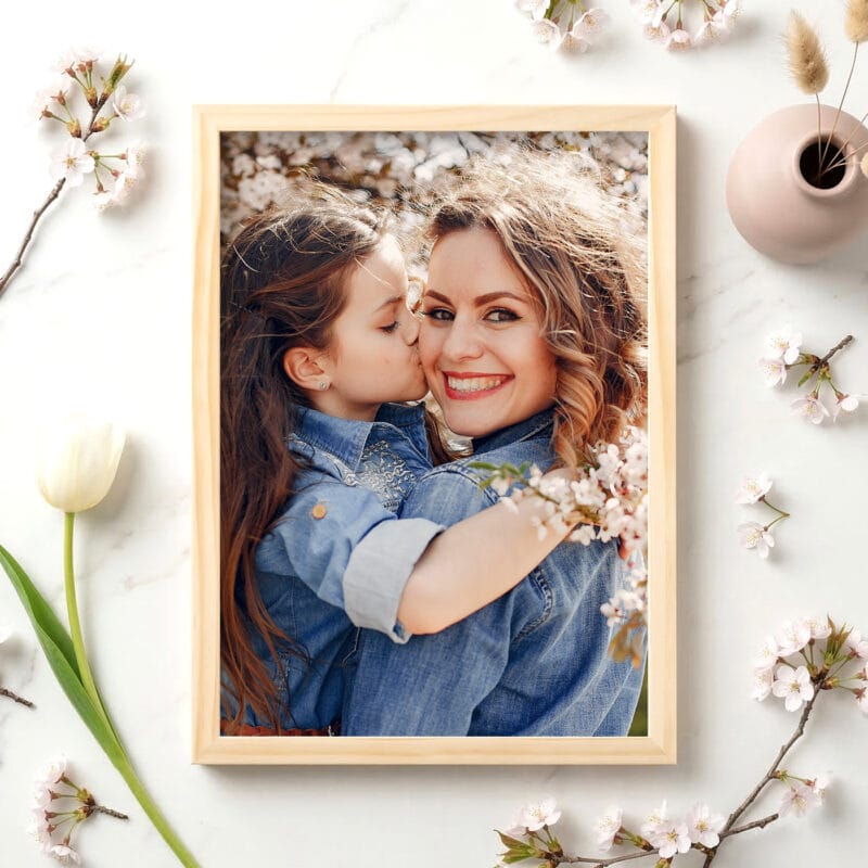 ramă foto lemn de pin "natur minimalist" cu poza ta