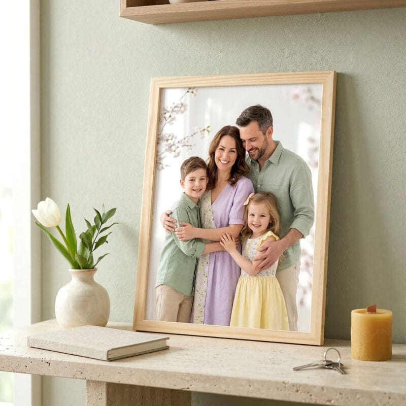 ramă foto lemn de pin "natur minimalist" cu poza ta