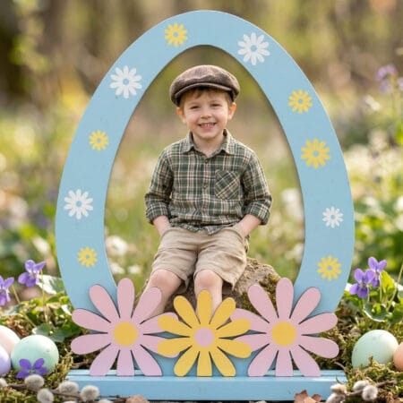 ramă foto paște "bucuria primăverii" formă de ou cu floricele 3d