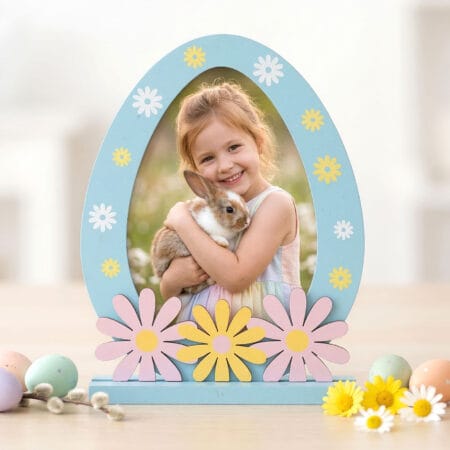 ramă foto paște "bucuria primăverii" formă de ou cu floricele 3d