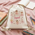 rucsac personalizat cu nume și balerine pentru fetițe