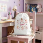 rucsac personalizat cu nume și balerine pentru fetițe
