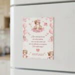 set 2 magneți mărturie botez fetiță – ursuleț roz cu nume și mesaj set 2 magneți mărturie botez fetiță – ursuleț roz cu nume și mesaj