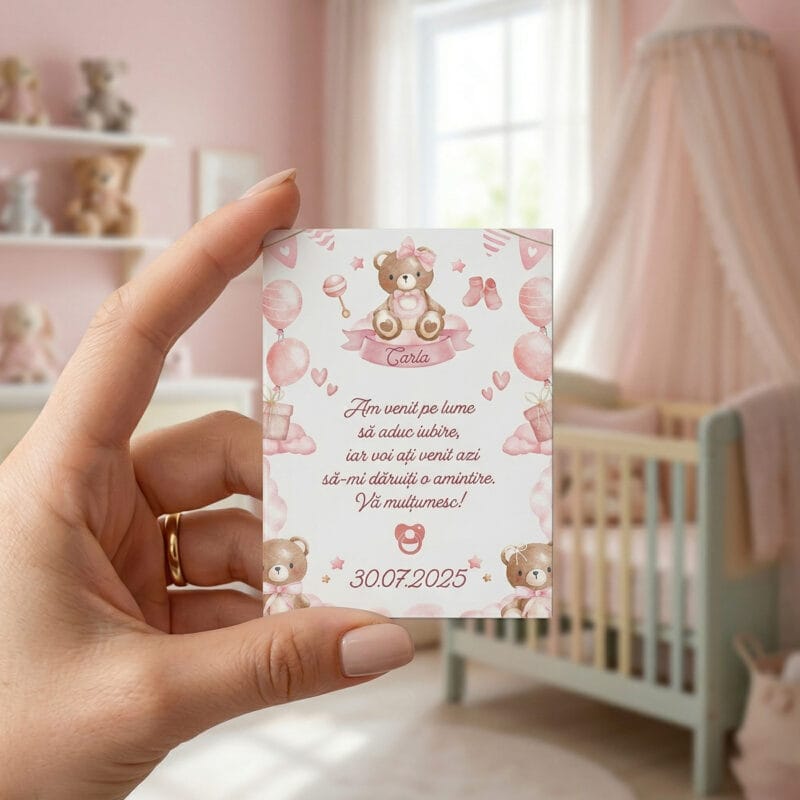 set 2 magneți mărturie botez fetiță – ursuleț roz cu nume și mesaj set 2 magneți mărturie botez fetiță – ursuleț roz cu nume și mesaj