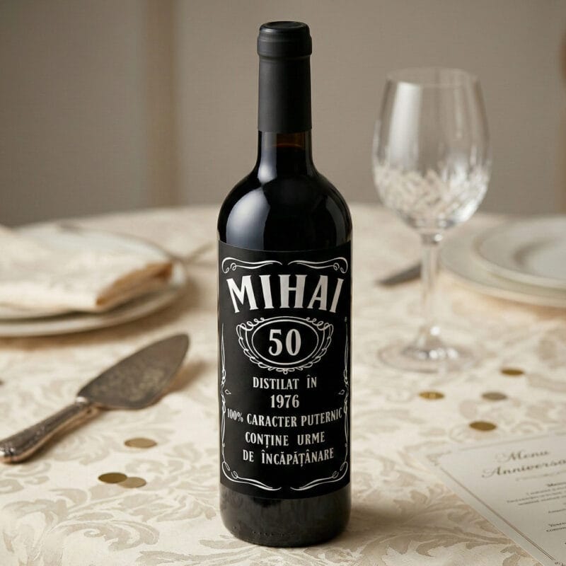 sticlă vin personalizată "vintage legend" nume, vârstă & ingrediente amuzante (cadou aniversar)