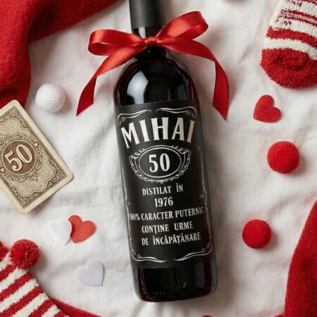 sticlă vin personalizată "vintage legend" nume, vârstă & ingrediente amuzante (cadou aniversar)