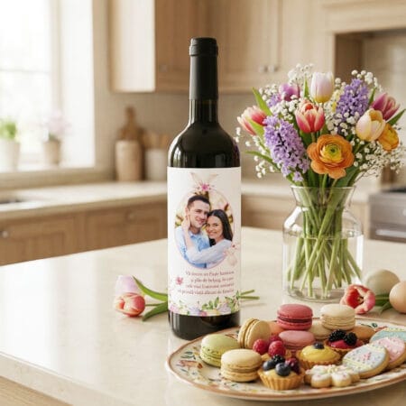 vin personalizat cu poză și mesaj – urare de paște