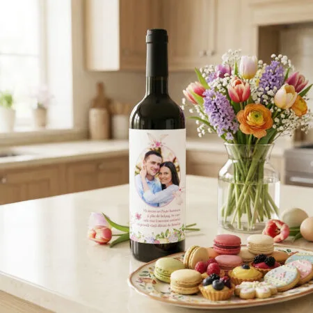 vin personalizat cu poză și mesaj – urare de paște