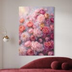 tablou canvas decorativ "vis de bujori" artă florală premium pentru living (nuanțe roz)
