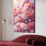tablou canvas decorativ "vis de bujori" artă florală premium pentru living (nuanțe roz)