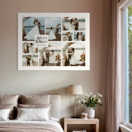 tablou colaj nuntă premium – 9 poze, nume și data voastră magică