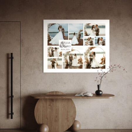 tablou colaj nuntă premium – 9 poze, nume și data voastră magică