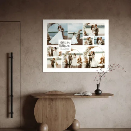 tablou colaj nuntă premium – 9 poze, nume și data voastră magică