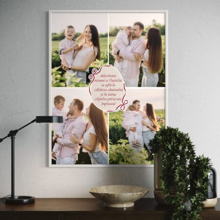 tablou personalizat de paște cu 4 poze și mesaj – magia familiei