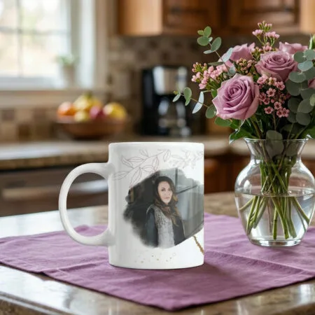 cană personalizată „mătușă dragă” – poză, design floral și mesaj emoționant