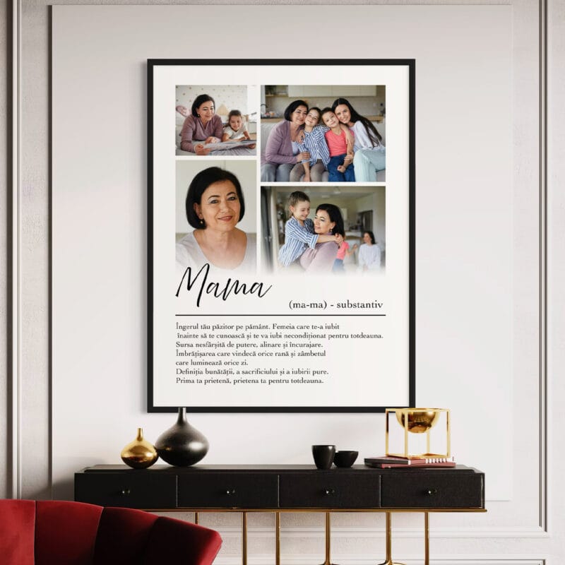 tablou personalizat cu ramă „definiția mamei” – colaj 4 poze și text emoționant tablou personalizat cu ramă „definiția mamei” – colaj 4 poze și text emoționant