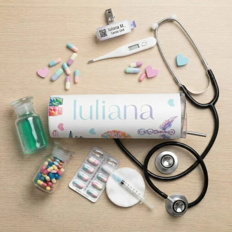 termos cu pai personalizat pentru asistente – anatomie florală și nume