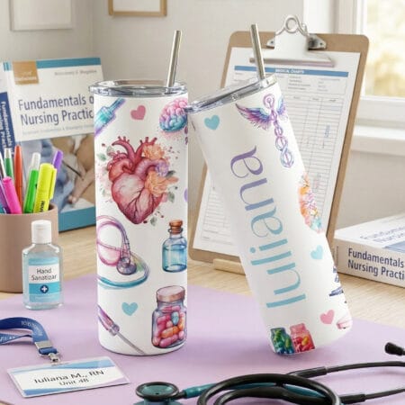 termos cu pai personalizat pentru asistente – anatomie florală și nume