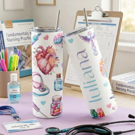 termos cu pai personalizat pentru asistente – anatomie florală și nume