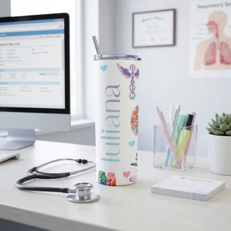 termos cu pai personalizat pentru asistente – anatomie florală și nume