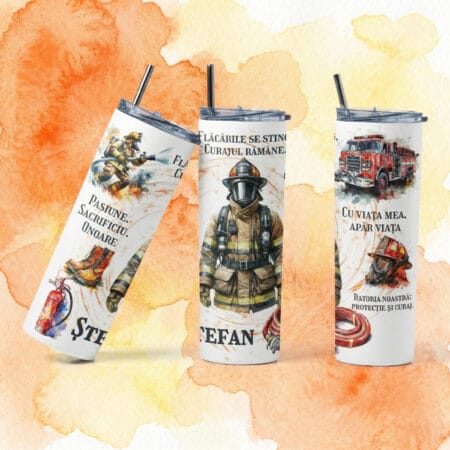 termos cu pai personalizat „eroul pompier” – model cu nume și mesaje motivaționale