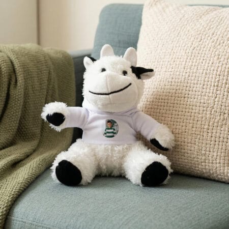 jucărie de pluș personalizată – văcuță adorabilă cu fotografie