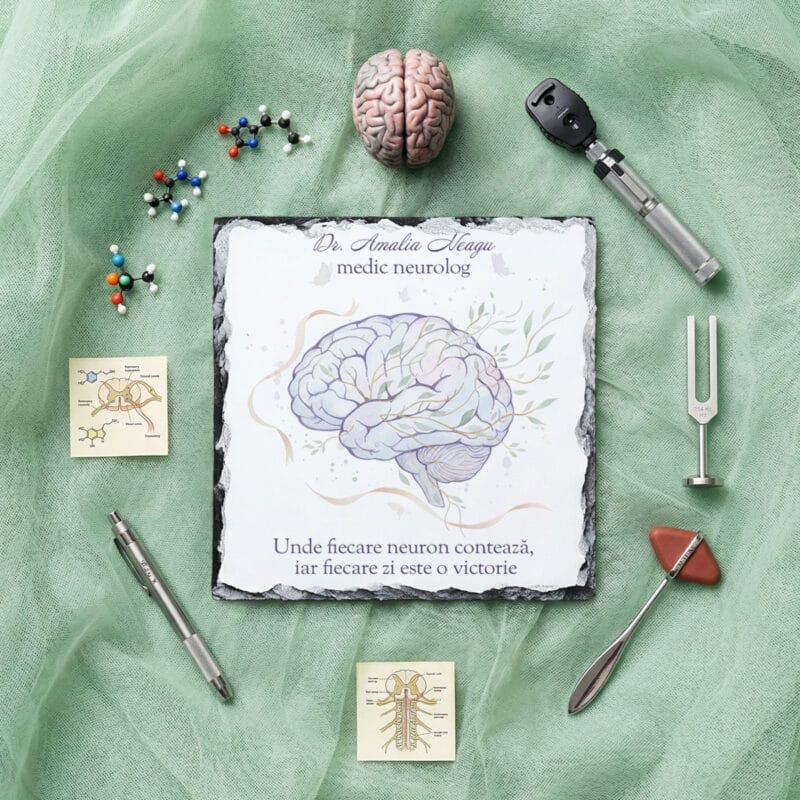 ardezie personalizată „fiecare neuron contează” – cadou medic neurolog