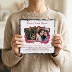 ardezie pătrată personalizată atunci. acum. mereu. – colaj 2 poze și mesaj