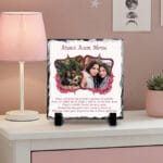 ardezie pătrată personalizată atunci. acum. mereu. – colaj 2 poze și mesaj