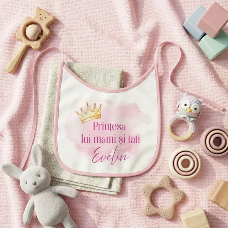 bavețică personalizată prințesa lui mami și tati cu nume