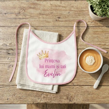bavețică personalizată prințesa lui mami și tati cu nume