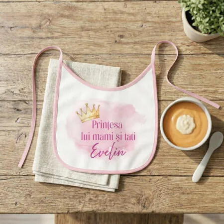 bavețică personalizată prințesa lui mami și tati cu nume