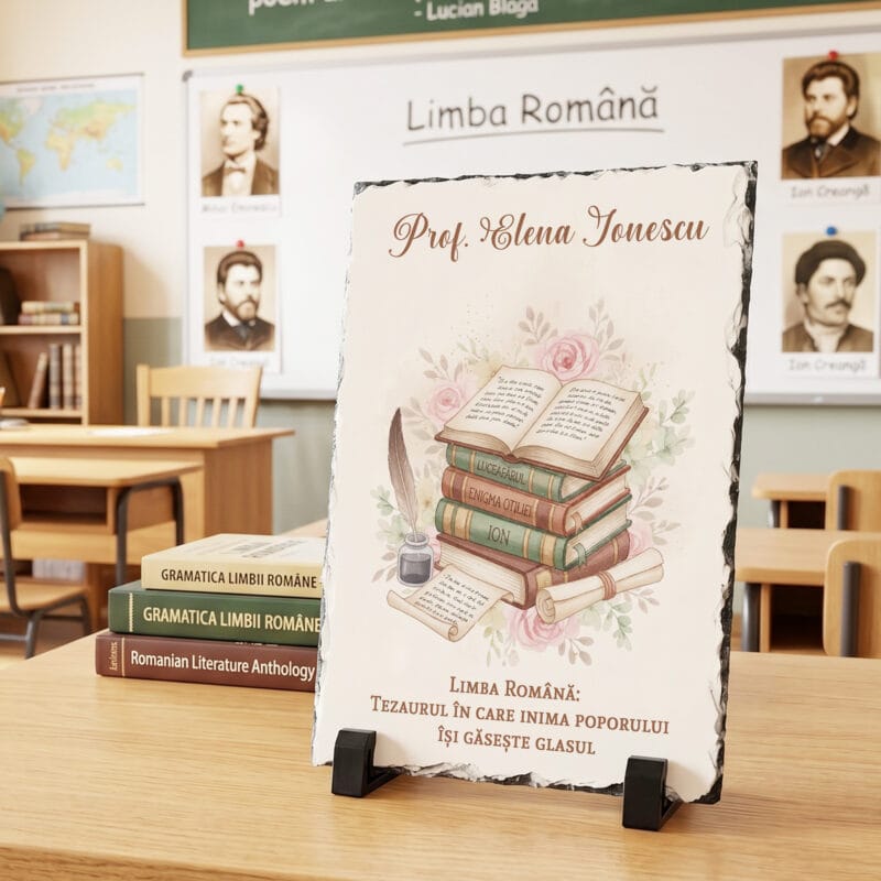 placă ardezie personalizată cu nume — cadou profesoară limba română