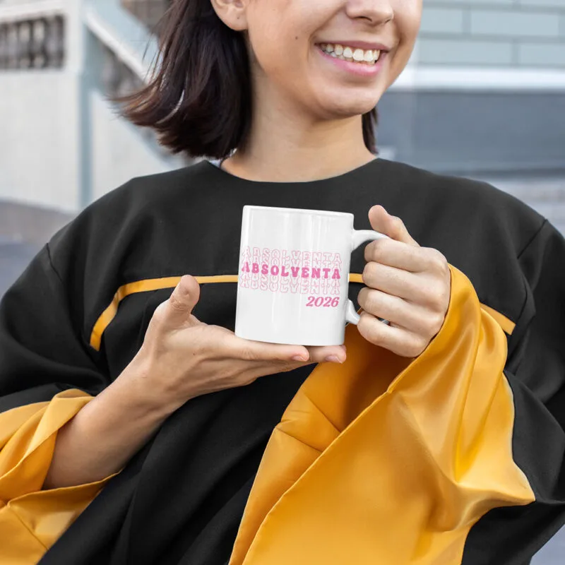 cană personalizată absolvent 2026 – nume și tocă