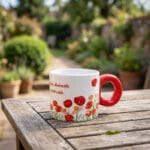 cană espresso personalizată cu mesaj — design maci și prietenie