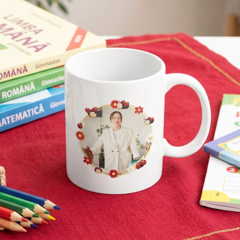 cană personalizată cu poză și mesaj — grupa buburuzelor