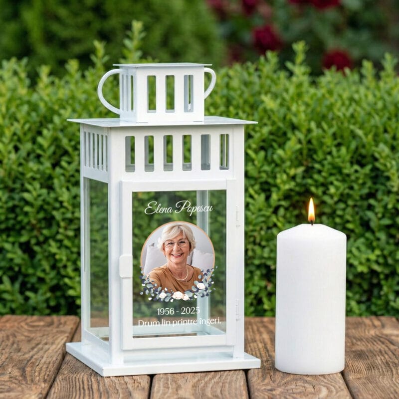 felinar memorial personalizat – lumină și amintire eternă cu poză și mesaj