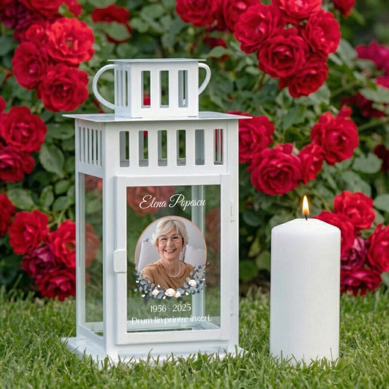 felinar memorial personalizat – lumină și amintire eternă cu poză și mesaj