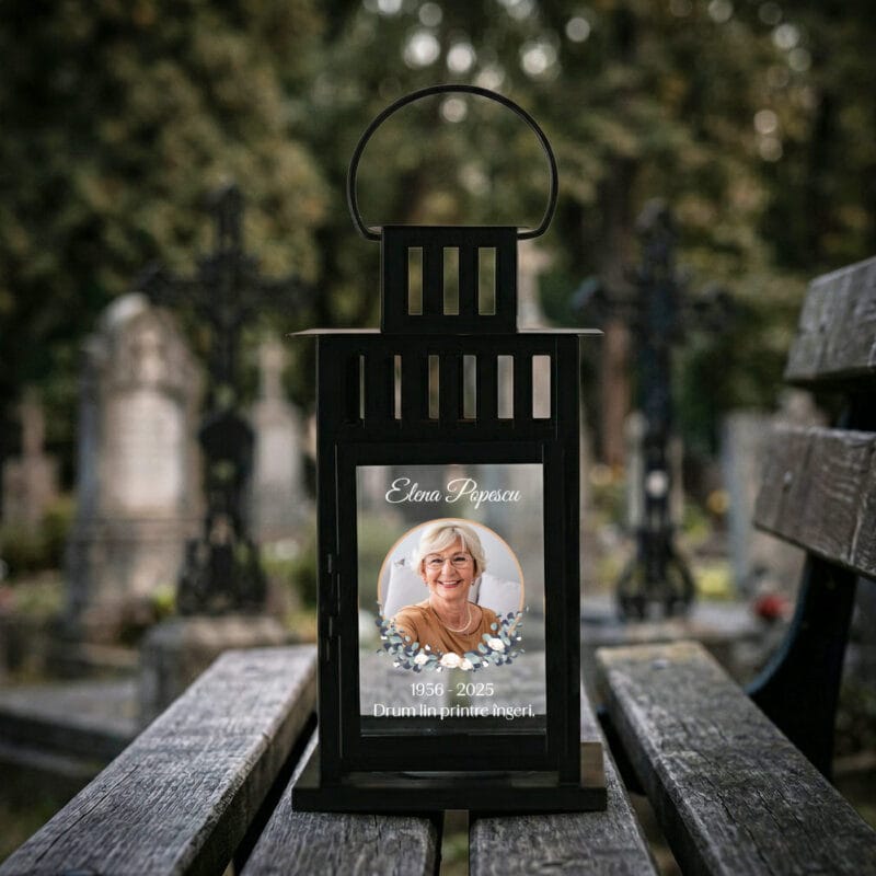 felinar memorial personalizat – lumină și amintire eternă cu poză și mesaj