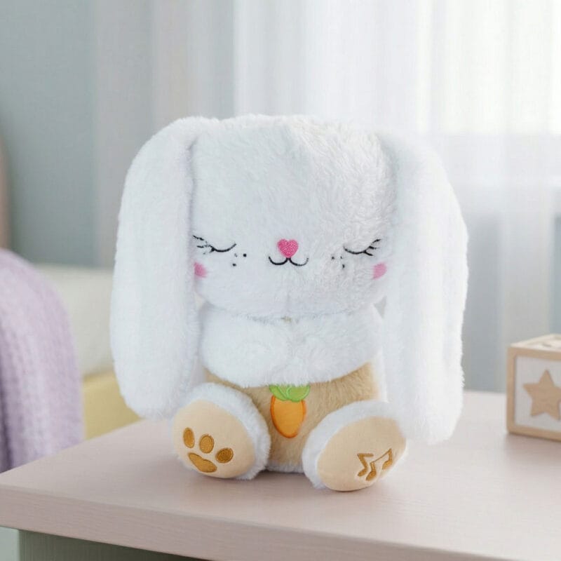 iepuraș de pluș personalizat "somn ușor" mișcare de respirație, sunete liniștitoare & nume brodat