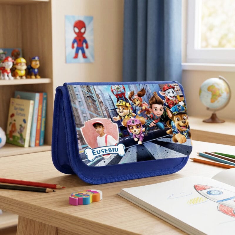 penar personalizat paw patrol cu poză și nume