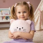 pernă personalizată formă pisicuță "puf de somn" pluș roz & nume brodat pernă personalizată formă pisicuță "puf de somn" pluș roz & nume brodat