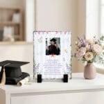 placă de ardezie personalizată cu poză și text — absolvire capitol nou