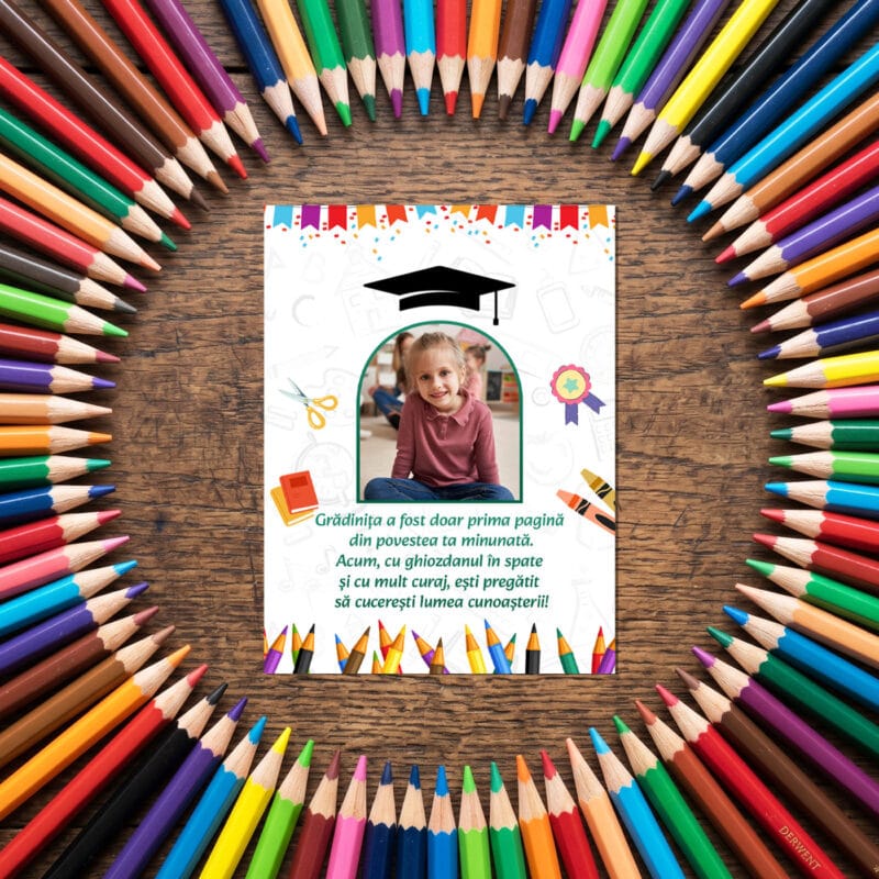 set 2 magneți personalizați – absolvire grădiniță – poză și mesaj