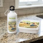 set personalizat bidon și caserolă „micul fermier” – nume și design tractoare