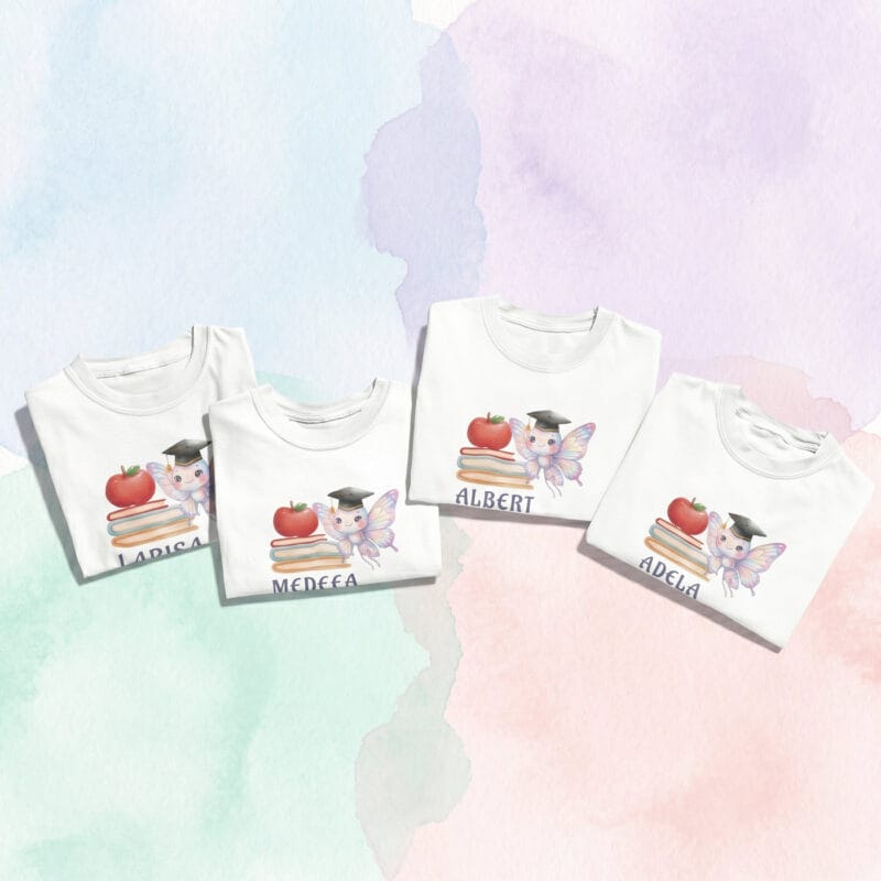 set tricouri personalizate cu nume — absolvire grupă fluturași