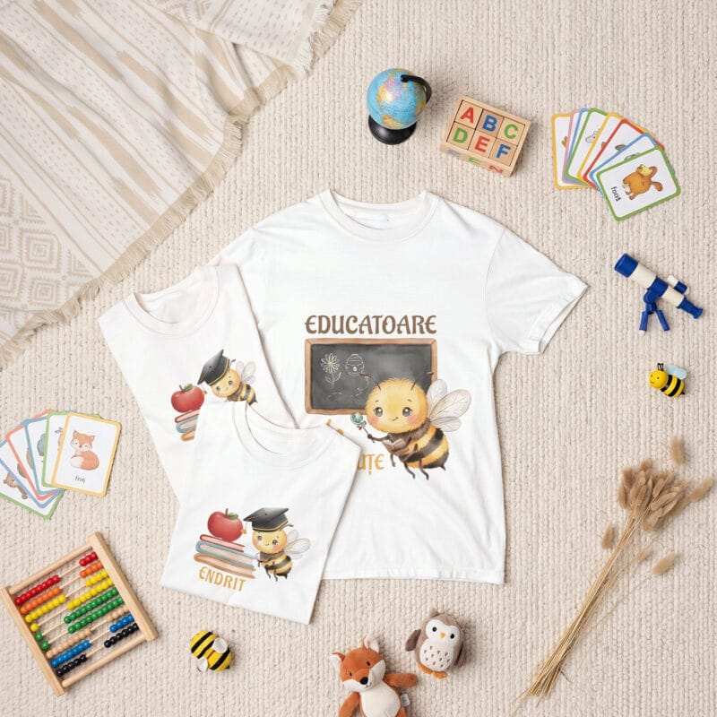 set tricouri personalizate cu nume — absolvire grupă albinuțe