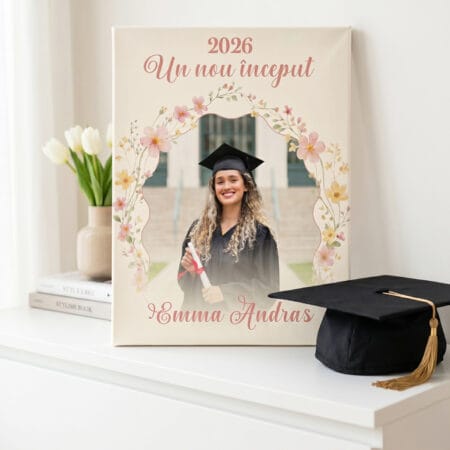 tablou canvas personalizat absolvire – un nou început – poză și nume