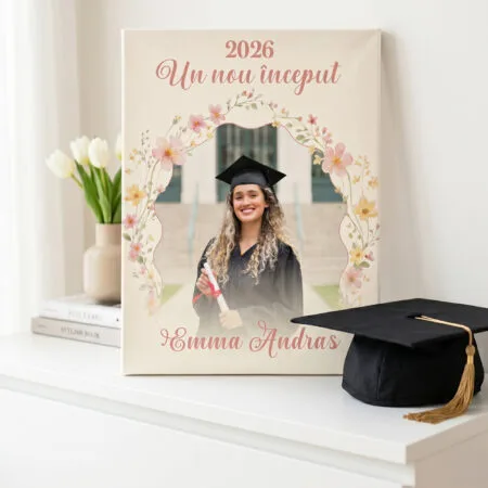 tablou canvas personalizat absolvire – un nou început – poză și nume