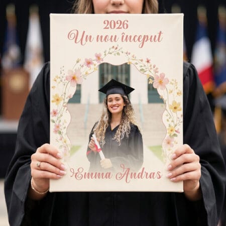 tablou canvas personalizat absolvire – un nou început – poză și nume